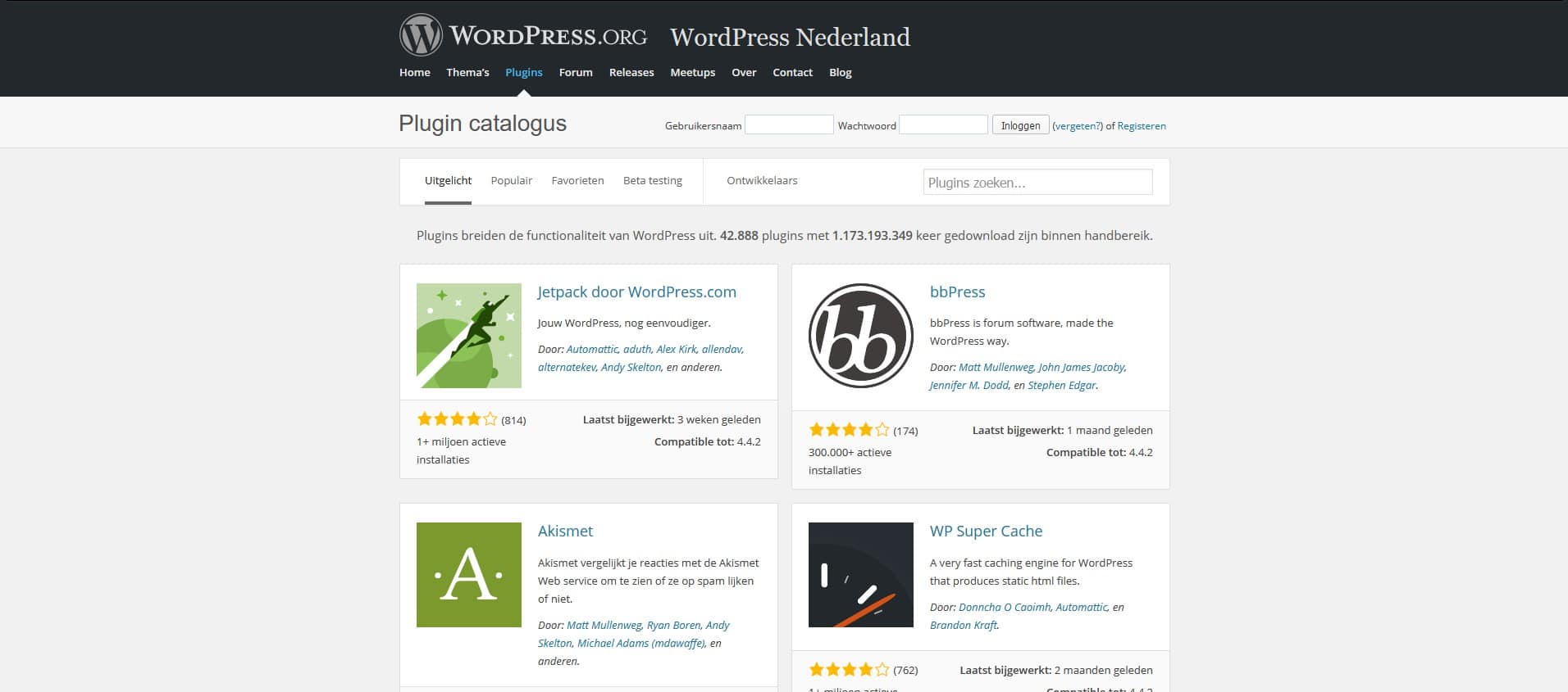 WordPress website plugin catalogus